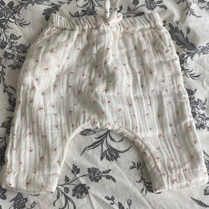 Floral trouser, verbaudet, 1m (54cm), cotton gauze, white with flowers